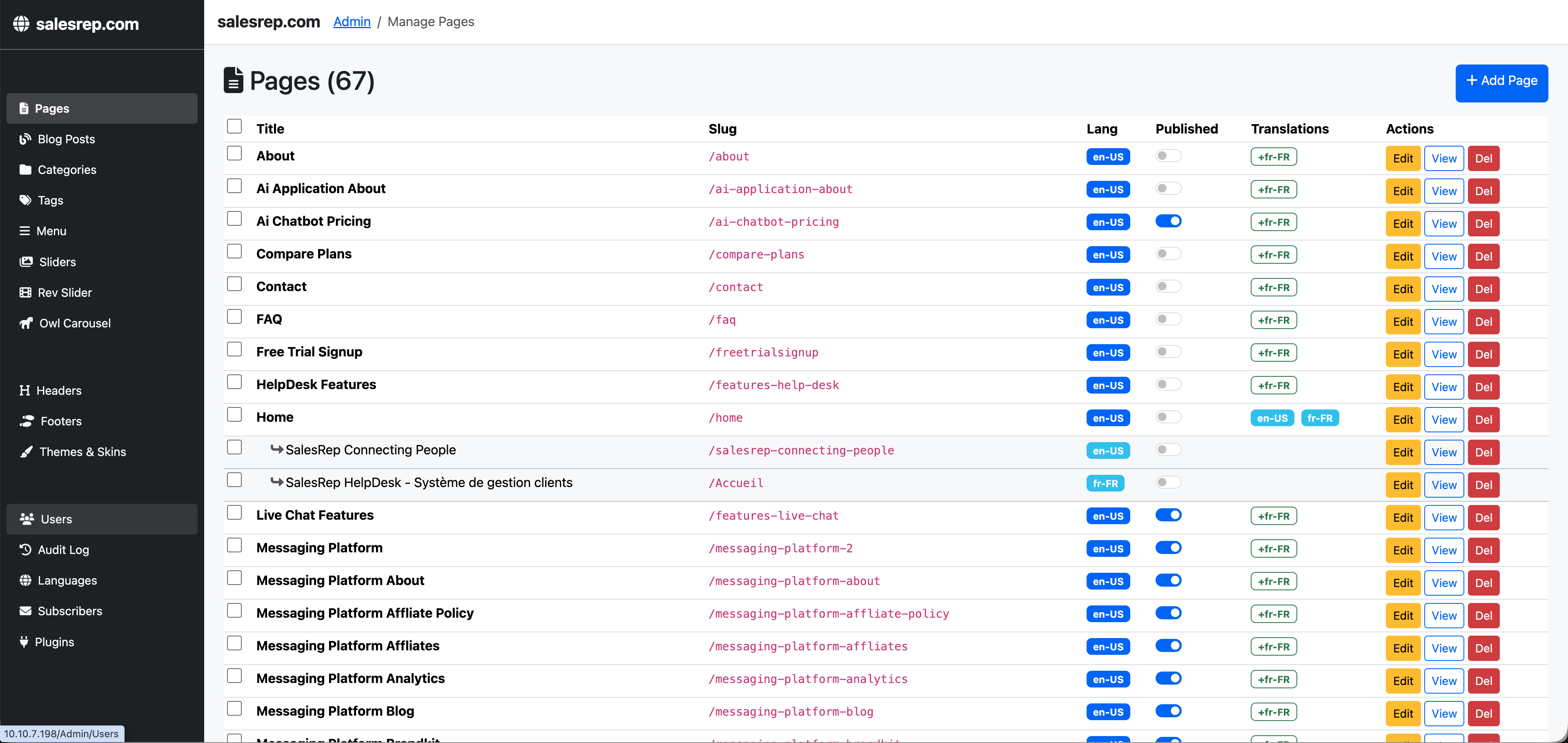 SalesRep CMS Page Manager